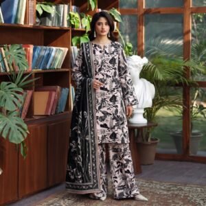 Luxury Printed Lawn Suit with Matching Dupatta & Trouser